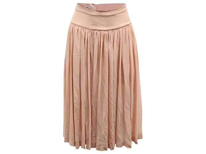 Stella Mc Cartney Falda midi acampanada en seda rosa de Stella McCartney 