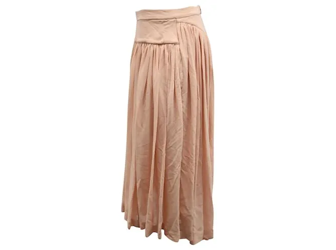 Stella Mc Cartney Falda midi acampanada en seda rosa de Stella McCartney 