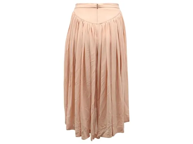 Stella Mc Cartney Falda midi acampanada en seda rosa de Stella McCartney 