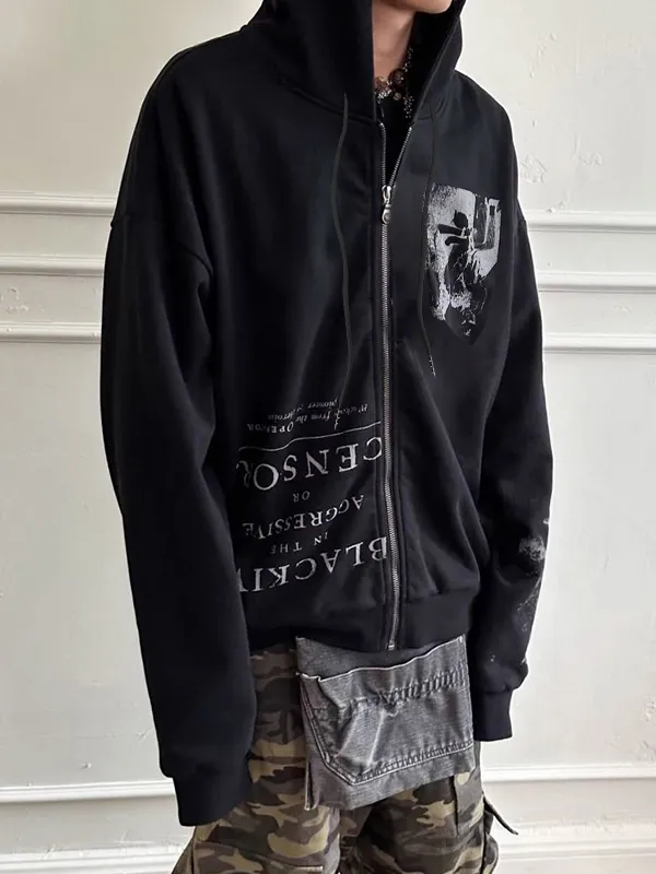Sudadera con capucha extragrande con estampado gráfico abstracto para hombre