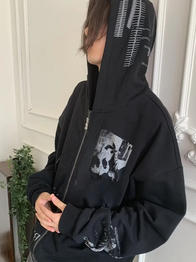 Sudadera con capucha extragrande con estampado gráfico abstracto para hombre