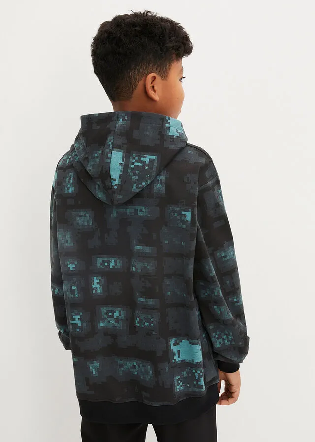 Sudadera con capucha Negro-azul bondi con estampado gráfico