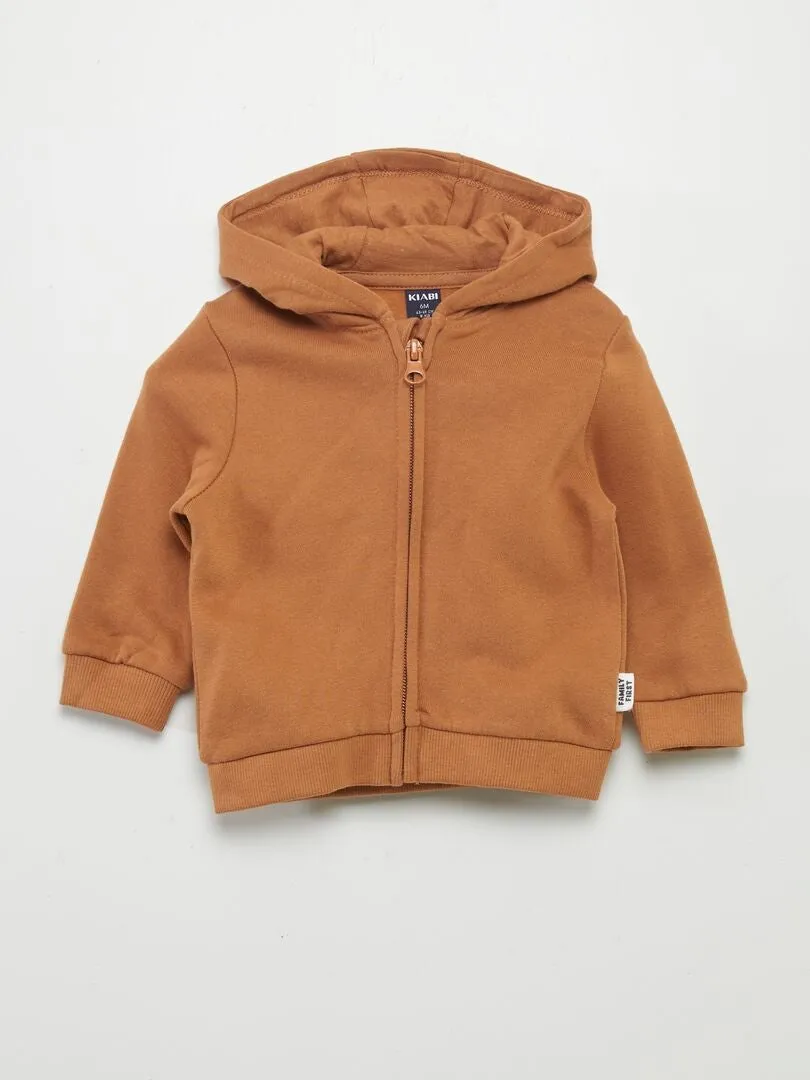 Sudadera con cremallera y capucha - MARRON