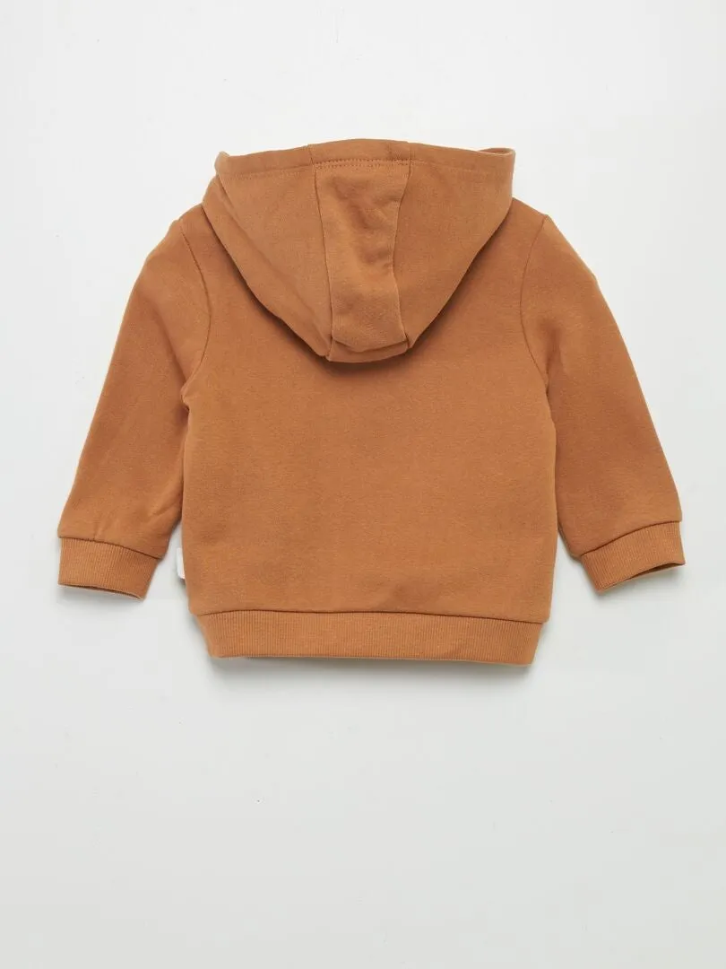 Sudadera con cremallera y capucha - MARRON