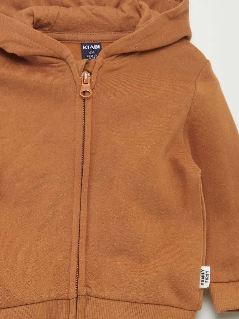 Sudadera con cremallera y capucha - MARRON