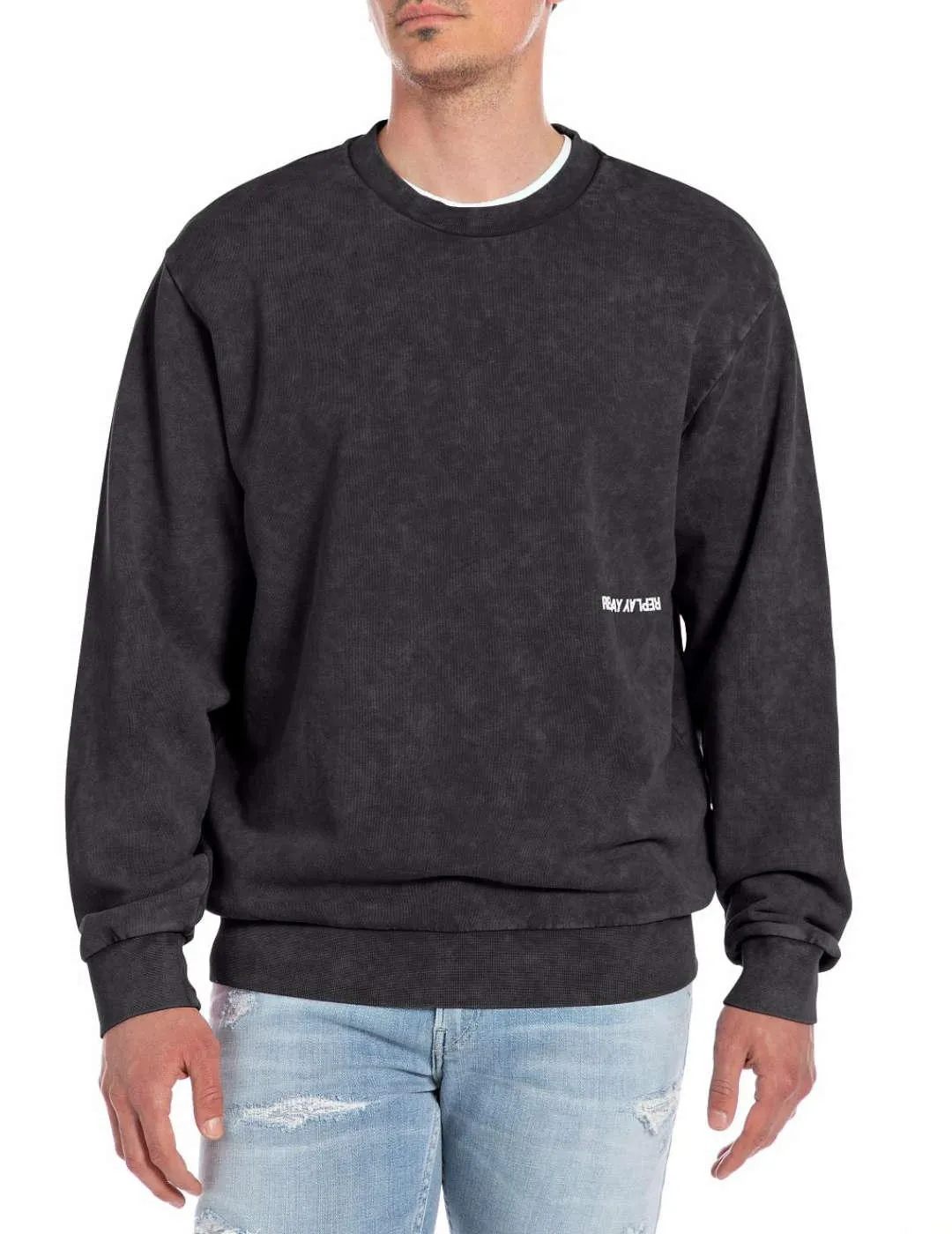 Sudadera Replay gris desteñido Regular sin capucha de hombre