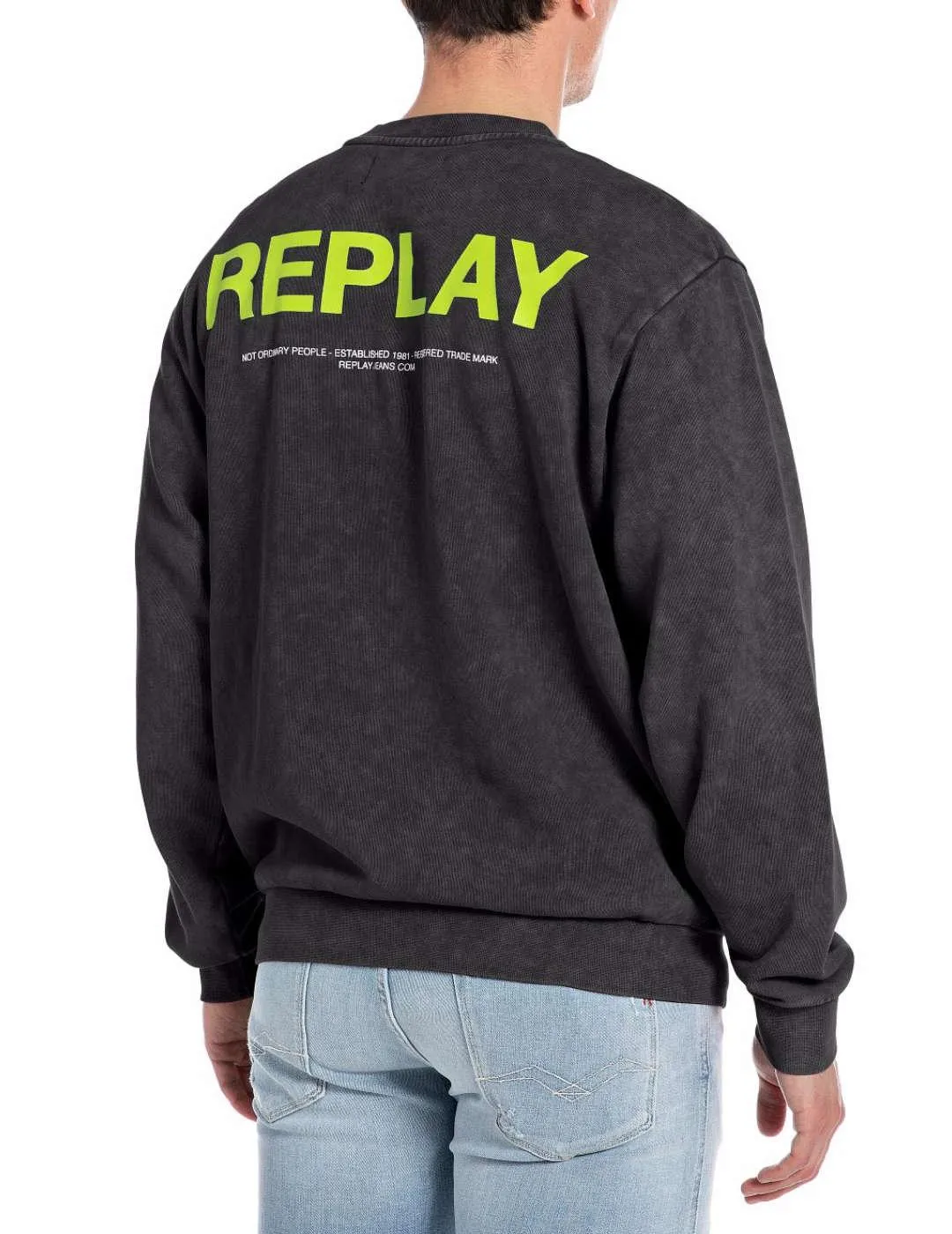 Sudadera Replay gris desteñido Regular sin capucha de hombre