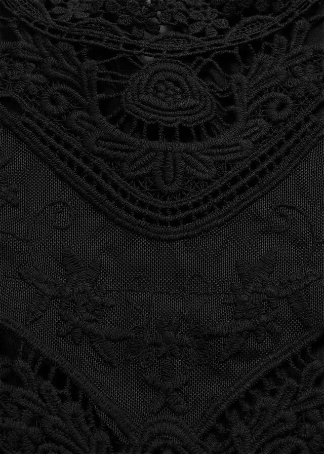 Top con detalle victoriano Negro