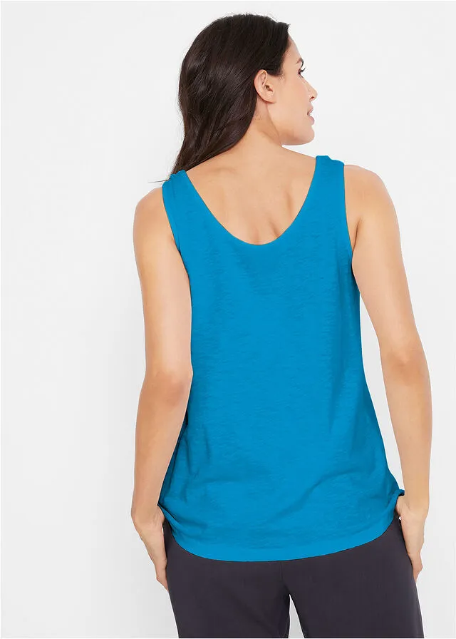 Top de algodón con detalle de nudo Azul