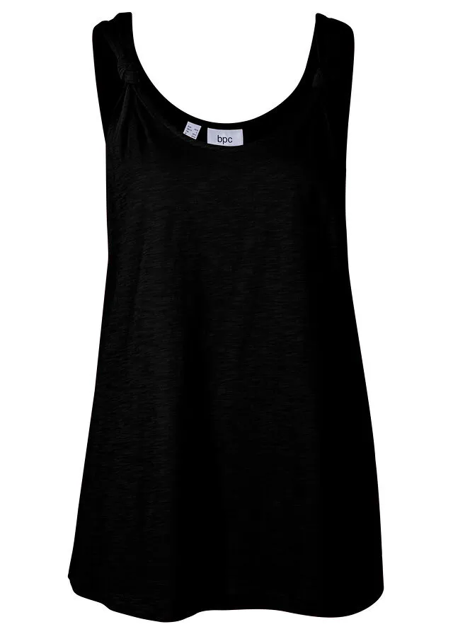 Top de algodón con detalle de nudo Negro