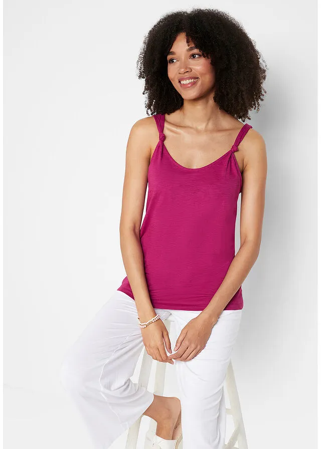 Top de algodón con detalle de nudo Violeta