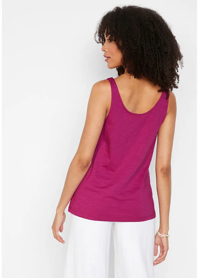Top de algodón con detalle de nudo Violeta