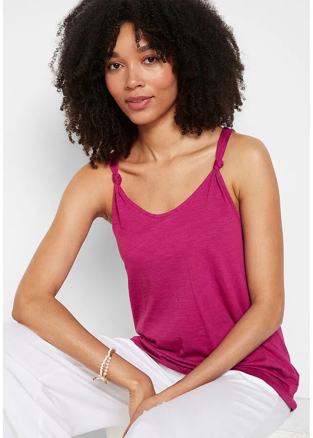 Top de algodón con detalle de nudo Violeta