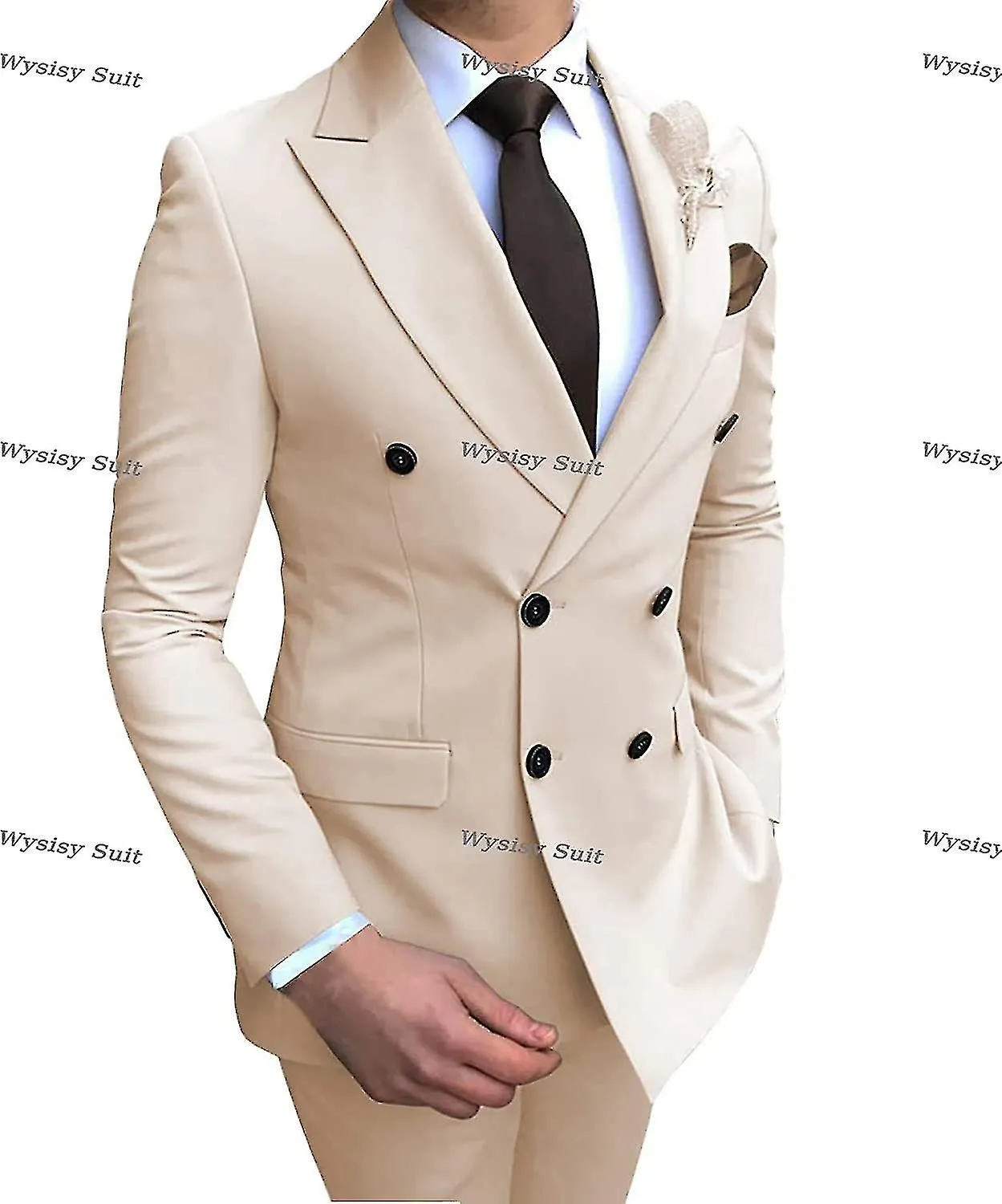 Traje Blazer de doble pecho para hombres 2 piezas Slim Fit Novio de boda Esmoquin Pico Trajes de solapa formales