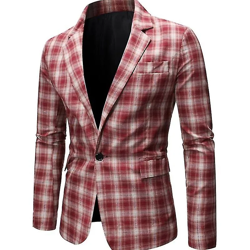 Traje casual Blazer a cuadros rojo para hombre