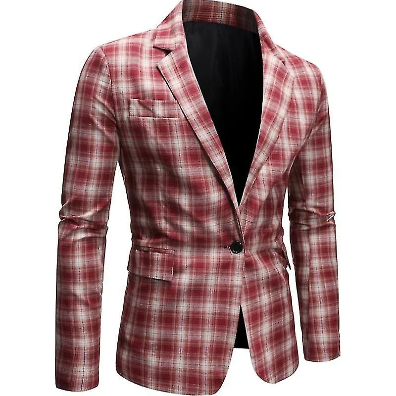 Traje casual Blazer a cuadros rojo para hombre