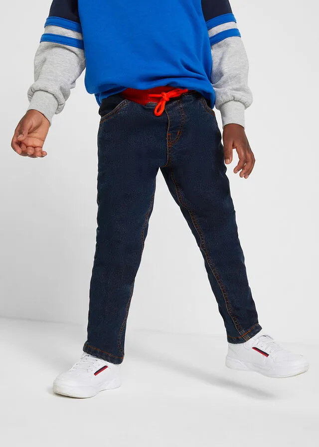 Vaquero térmico infantil con forro de punto y corte regular denim oscuro
