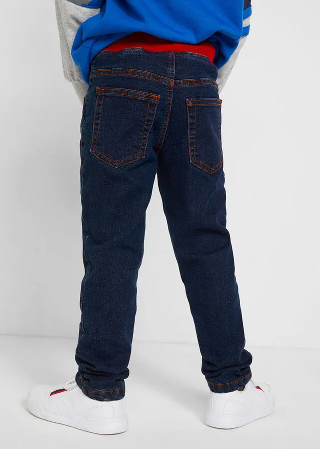 Vaquero térmico infantil con forro de punto y corte regular denim oscuro