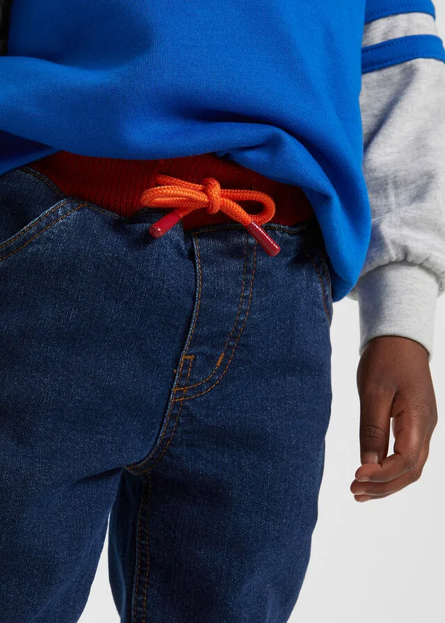 Vaquero térmico infantil con forro de punto y corte regular denim oscuro