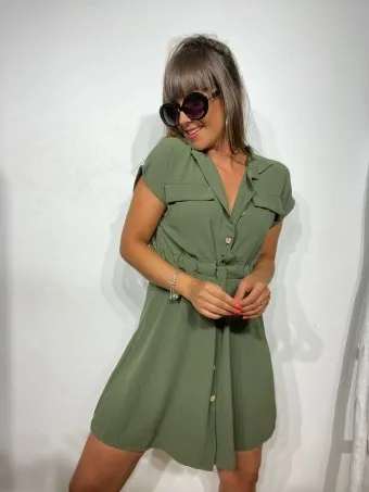 Vestido Camisero ROMINA Verde Militar