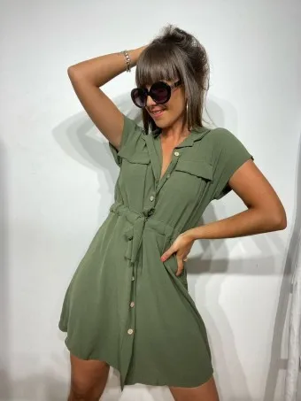 Vestido Camisero ROMINA Verde Militar