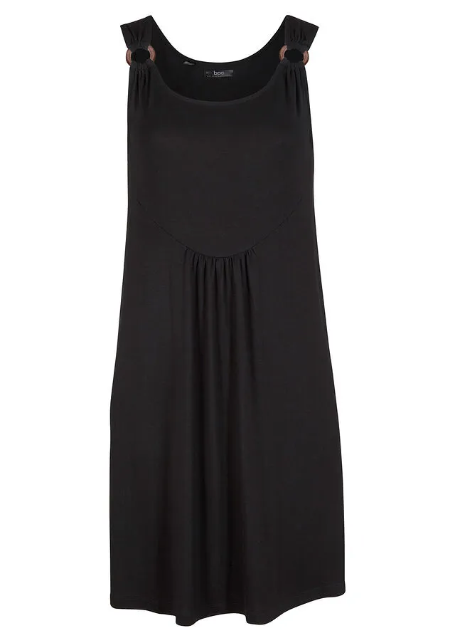 Vestido corto de punto con detalle en los tirantes Negro