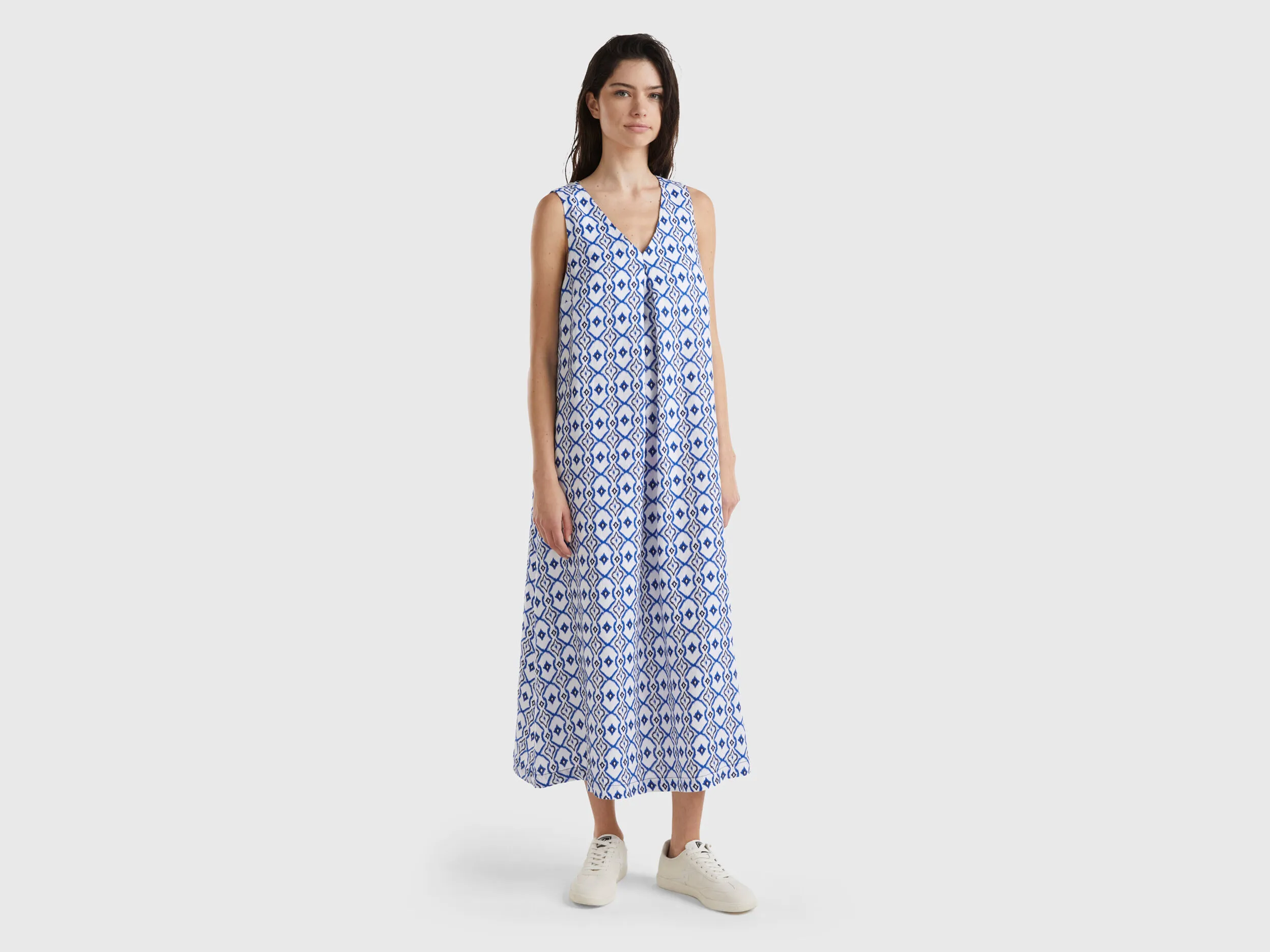 Vestido de lino estampado
