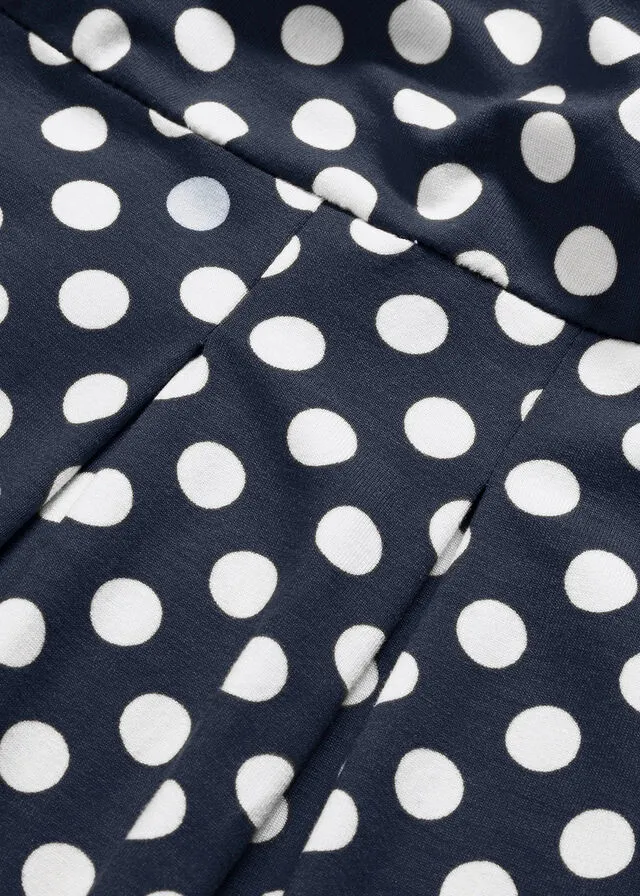 Vestido de punto Azul oscuro-blanco lana de lunares