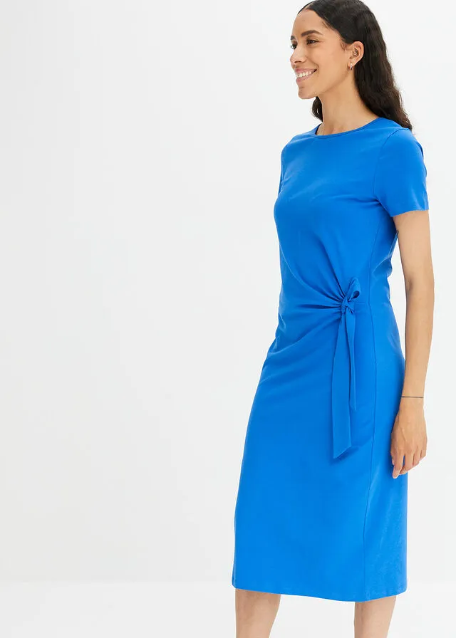 Vestido de punto con detalle de nudo Azul ártico