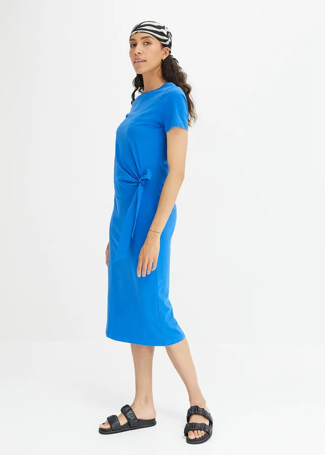 Vestido de punto con detalle de nudo Azul ártico