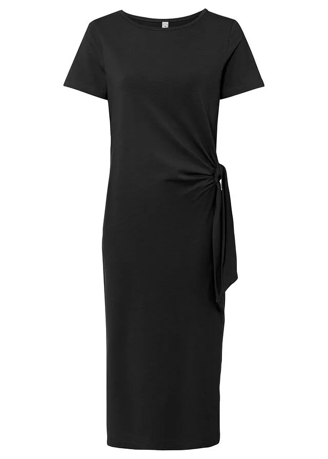 Vestido de punto con detalle de nudo Negro