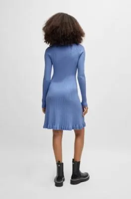 Vestido de punto de manga larga con estructura de canalé