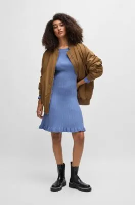 Vestido de punto de manga larga con estructura de canalé