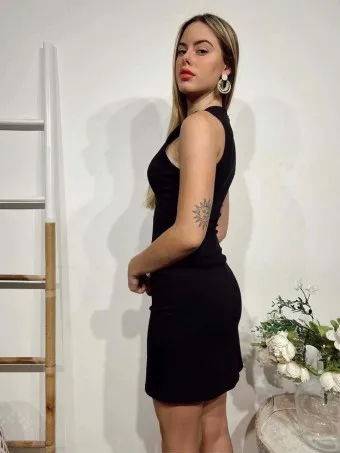 Vestido Entallado Trabilla SYBLE Negro