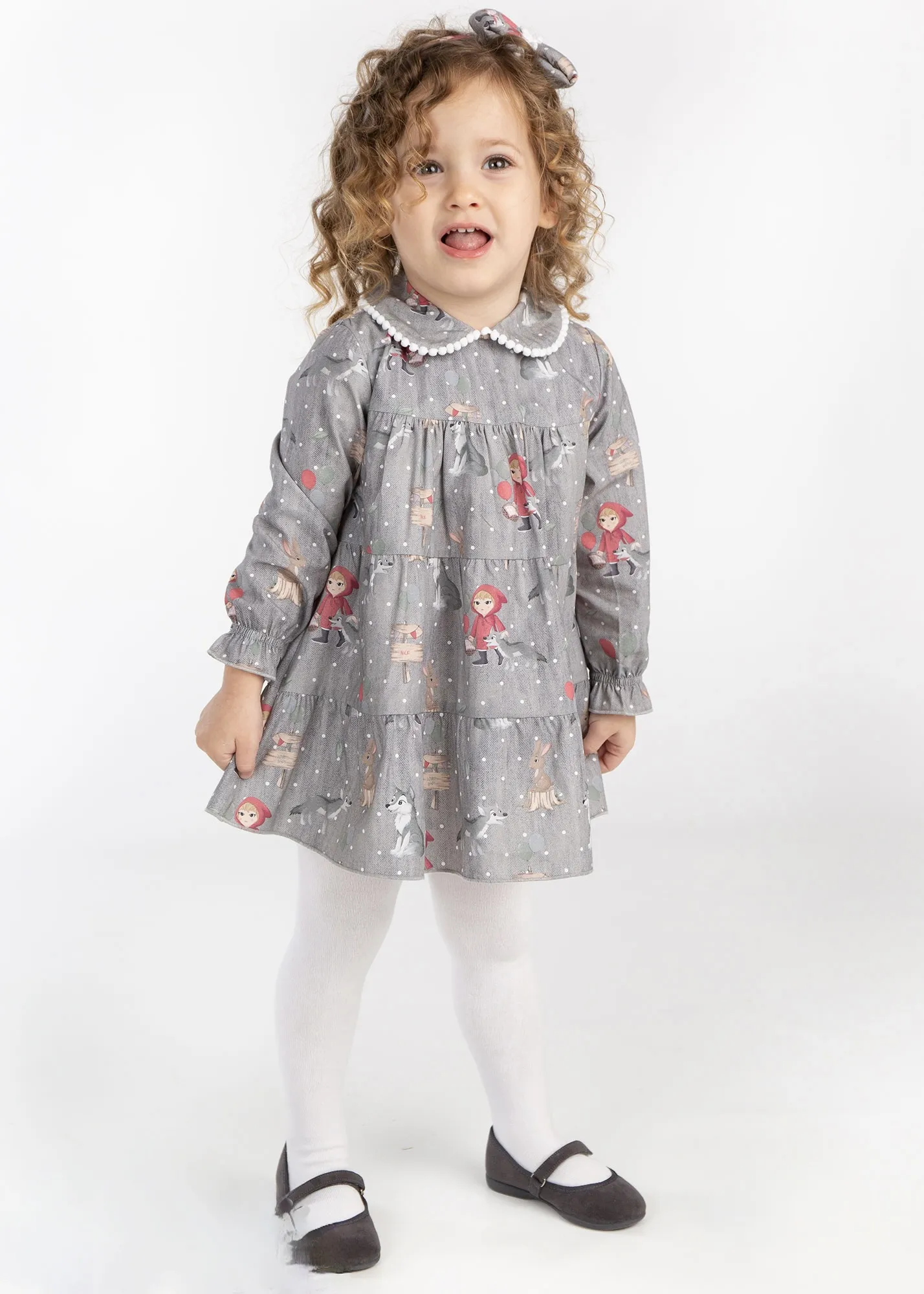 Vestido gris con estampado Caperucita Roja