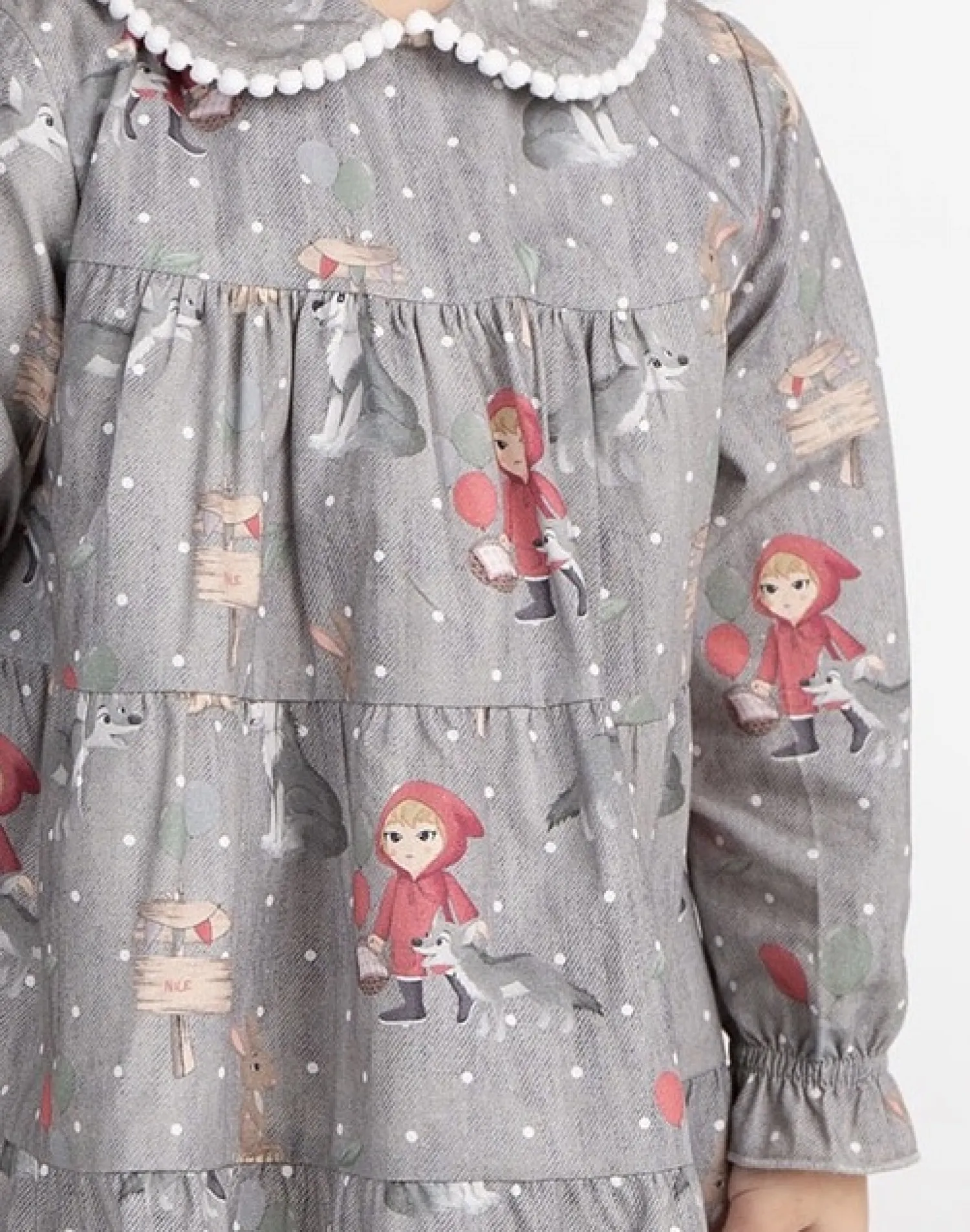 Vestido gris con estampado Caperucita Roja