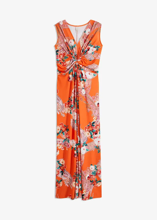 Vestido largo con detalle cruzado Naranja oscuro de flores