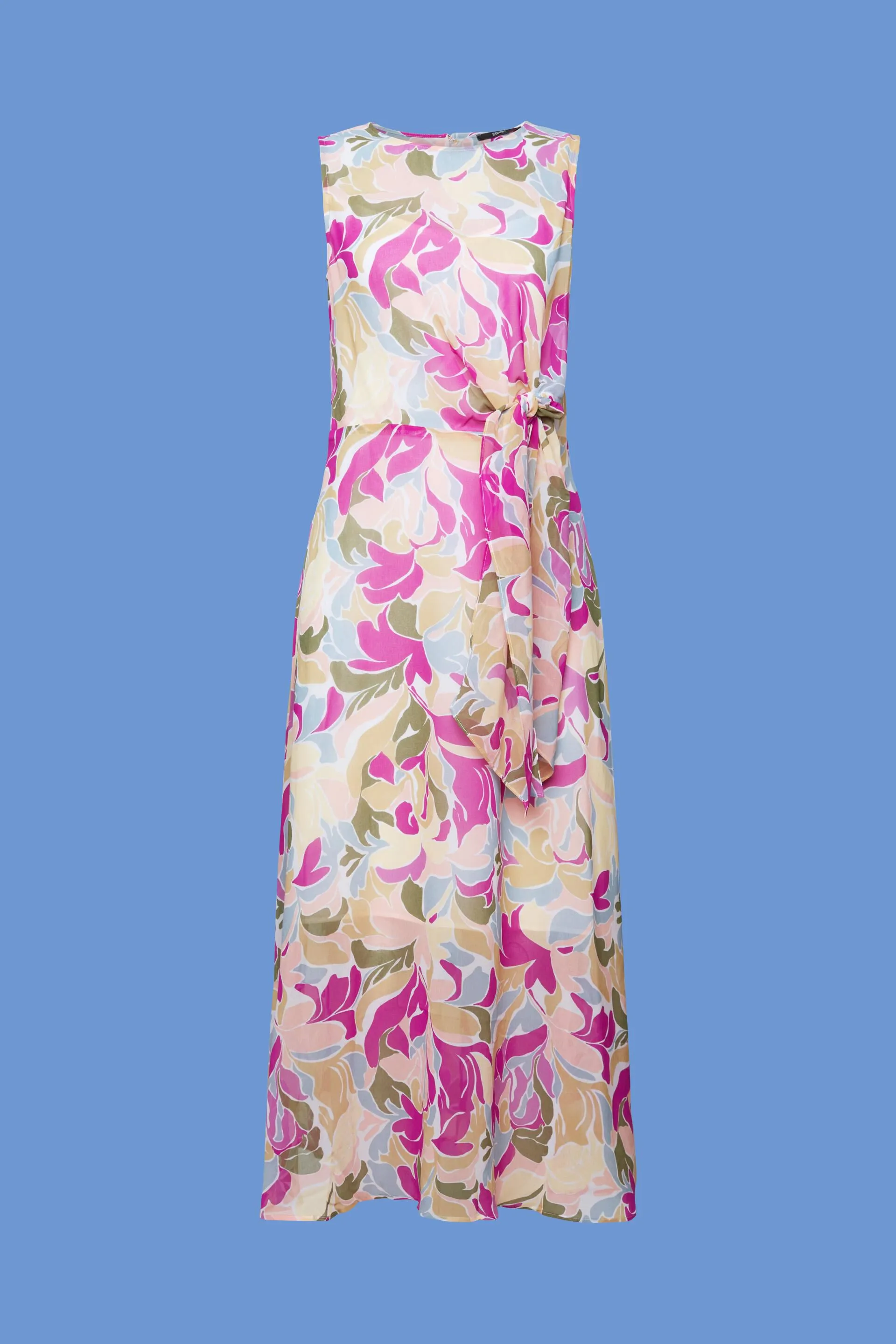 Vestido midi de gasa con detalle de nudo