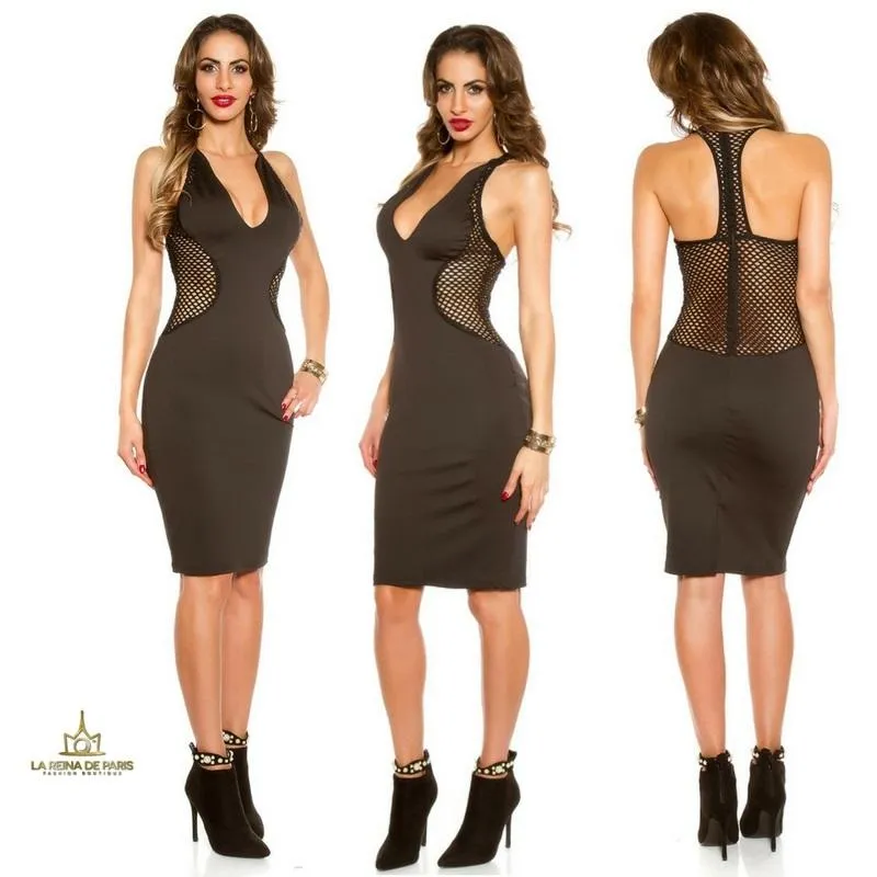 Vestido negro red aplicaciones