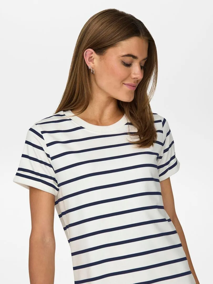 Vestido tipo sudadera de rayas 'JDY' - blanco