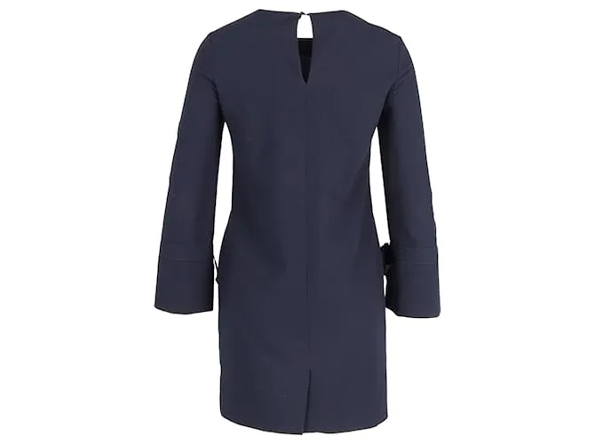 Vestido tipo túnica con lazo en las mangas de Iris & Ink en poliéster azul marino 
