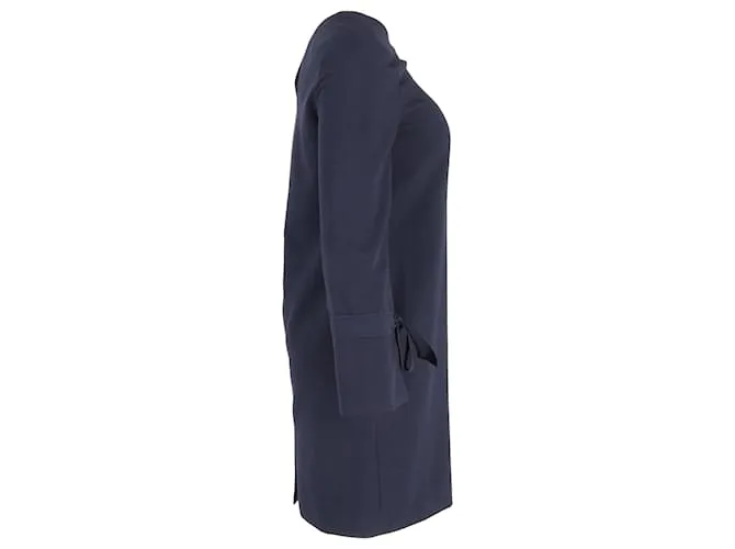 Vestido tipo túnica con lazo en las mangas de Iris & Ink en poliéster azul marino 