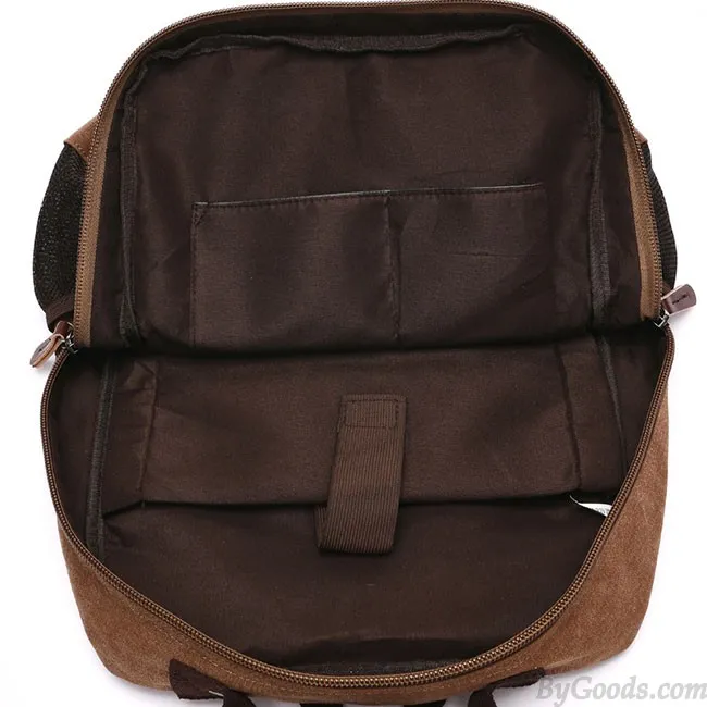 Vintage Brown Large Capacity Multi-pocketed Outdoor Travel Backpack School Canvas Laptop Backpack 