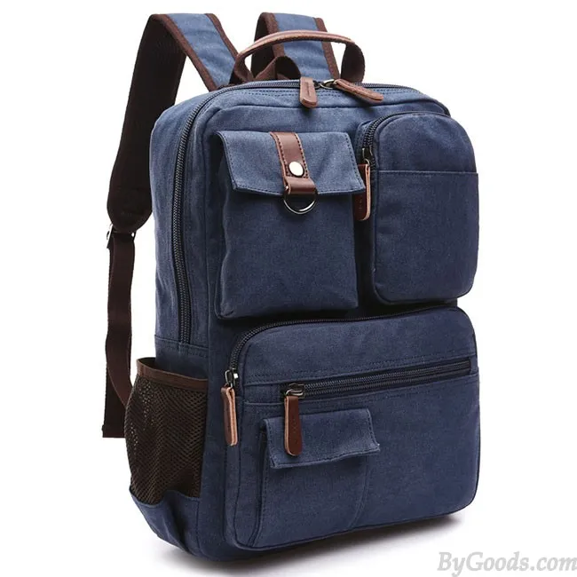 Vintage Brown Large Capacity Multi-pocketed Outdoor Travel Backpack School Canvas Laptop Backpack 