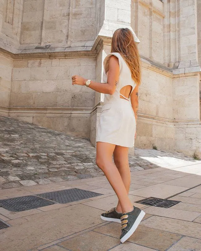 Zapatillas de mujer en color caqui con cierre de velcro - Maddy