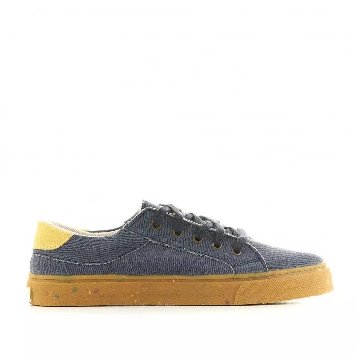 Zapatillas lona SHOECOLOGY veganas azules con suela y talón marrón