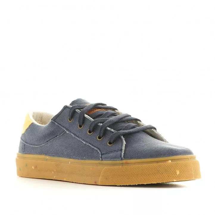 Zapatillas lona SHOECOLOGY veganas azules con suela y talón marrón