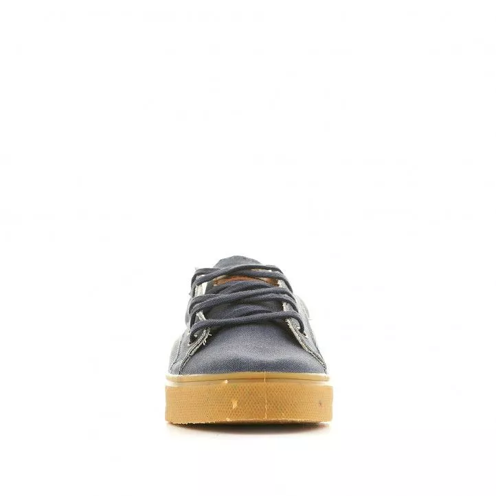 Zapatillas lona SHOECOLOGY veganas azules con suela y talón marrón