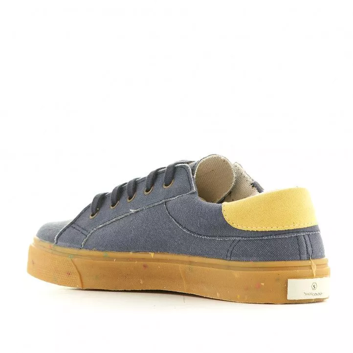 Zapatillas lona SHOECOLOGY veganas azules con suela y talón marrón