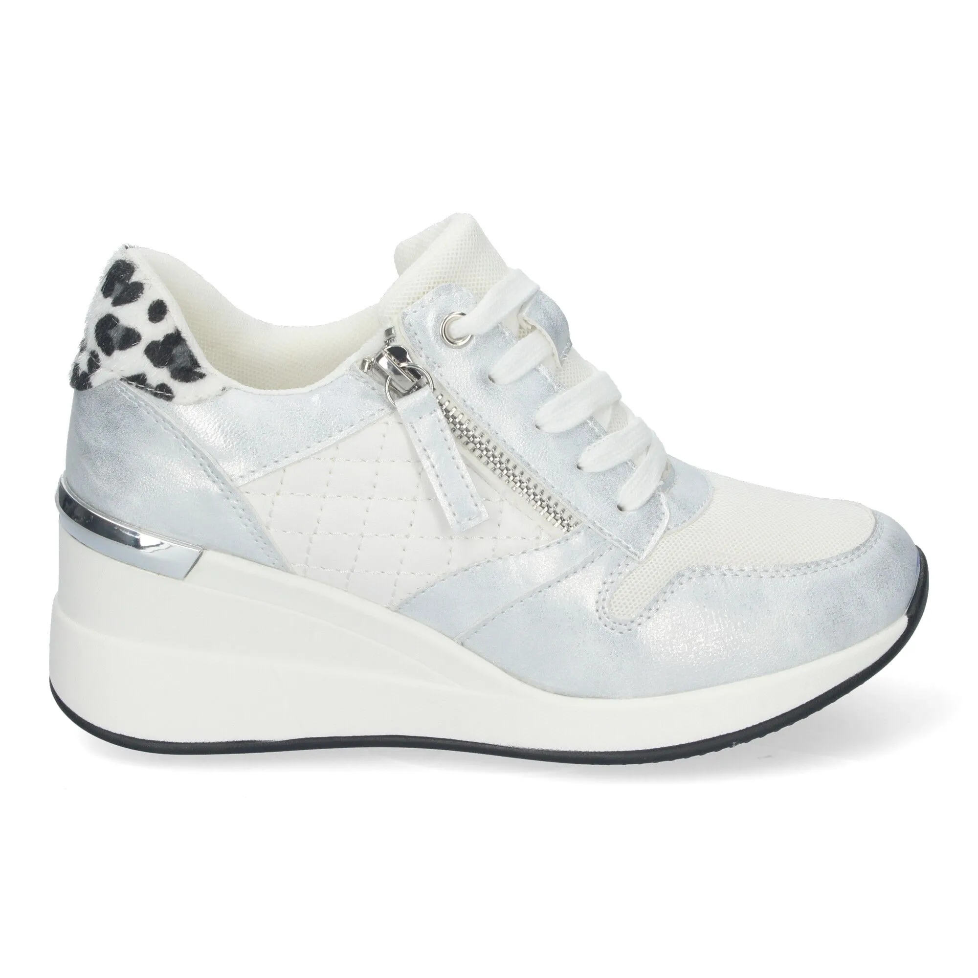 Zapatillas plateadas de cuña cómoda para mujer elegantes 9590